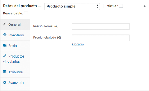 En la metabox de datos del producto puedes escoger el tipo de producto que quieres configurar